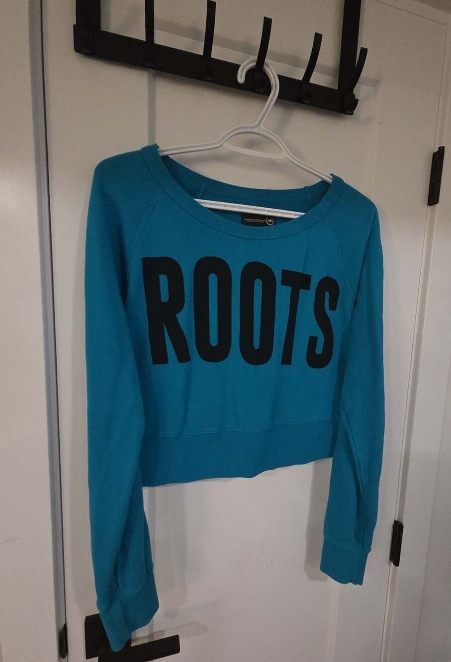Roots Crop Sweatshirt Size S Turquoise Blue
